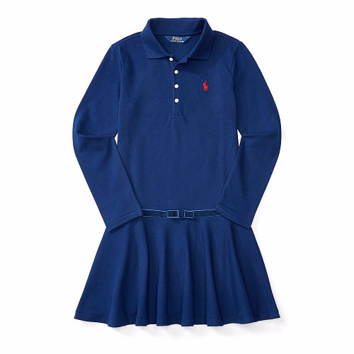 Ralph Lauren Little Girl Velvet Bow Stretch Polo Dress