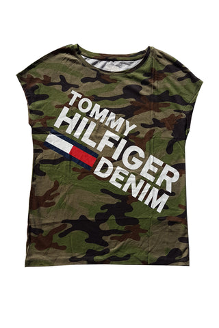 Tommy Hilfiger Womens T-Shirt Dress Graphic Logo Short Sleeve Stretch Casual