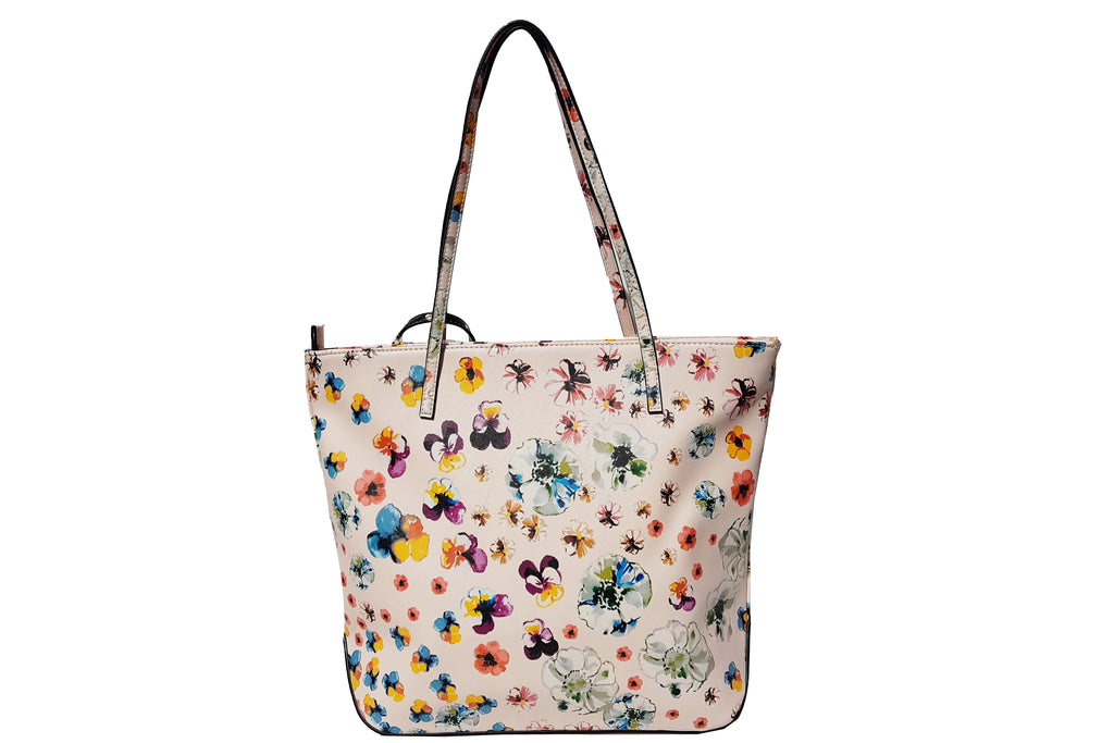 Nine West Multi Floral Polyester Metallic Silver Hardware Tote
