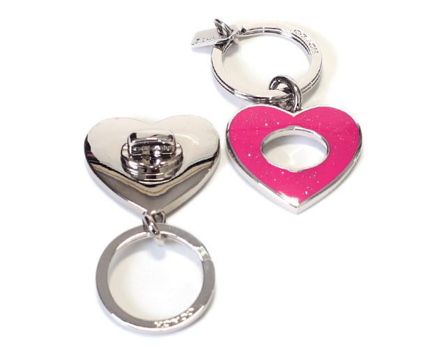 Coach, Accessories, Coach Pink Enamel Signature Heart Keychain Fob Cell  Phone Lanyard Bag Charm