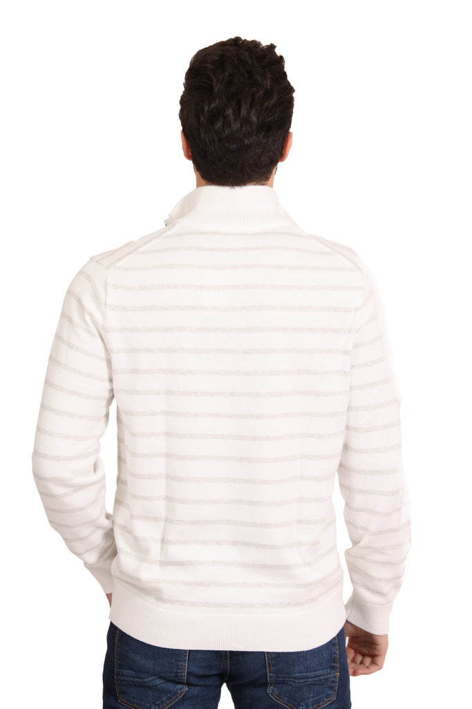 Nautica Men's Striped Quarter Zip Sweater