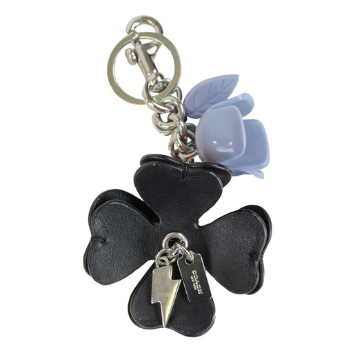 Coach F58517 Floral Resin Coated Canvas Tea Rose Key Charm Blue Leaf