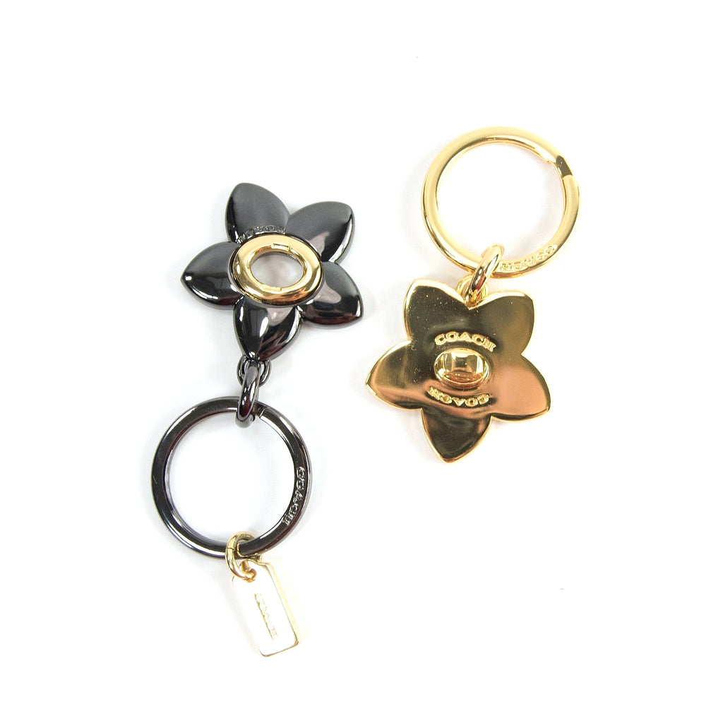 Coach (24543) Gold Hematite Flower Turnlock Valet Charm