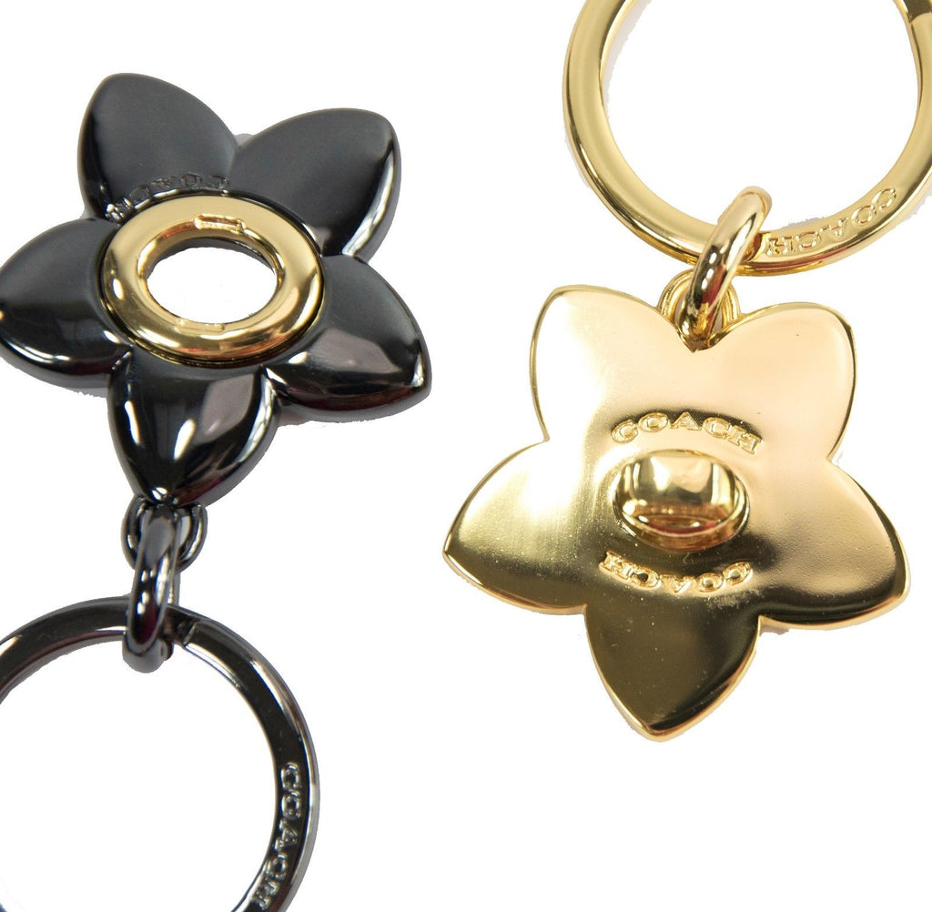 Coach (24543) Gold Hematite Flower Turnlock Valet Charm