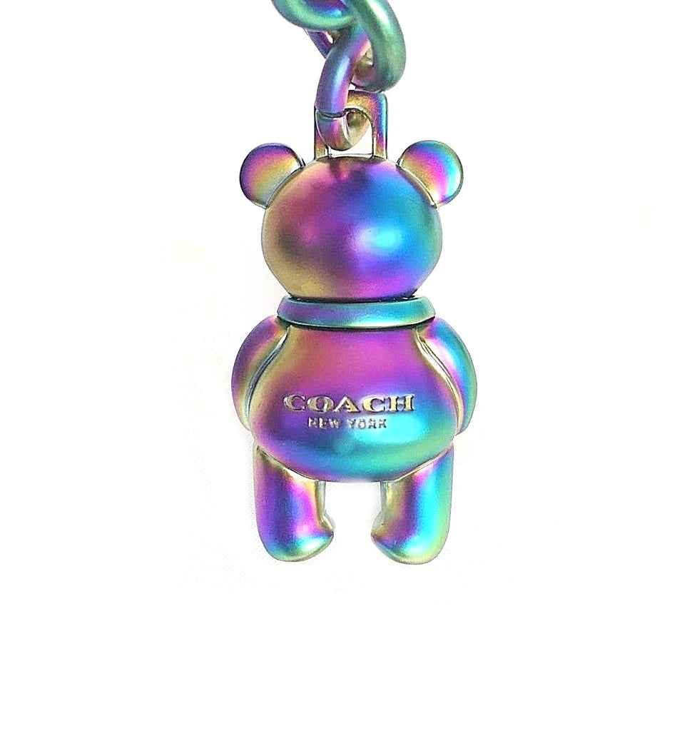C Hologram Iridescent Teddy Bear Purse Charm Key Chain Ring