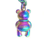 C Hologram Iridescent Teddy Bear Purse Charm Key Chain Ring