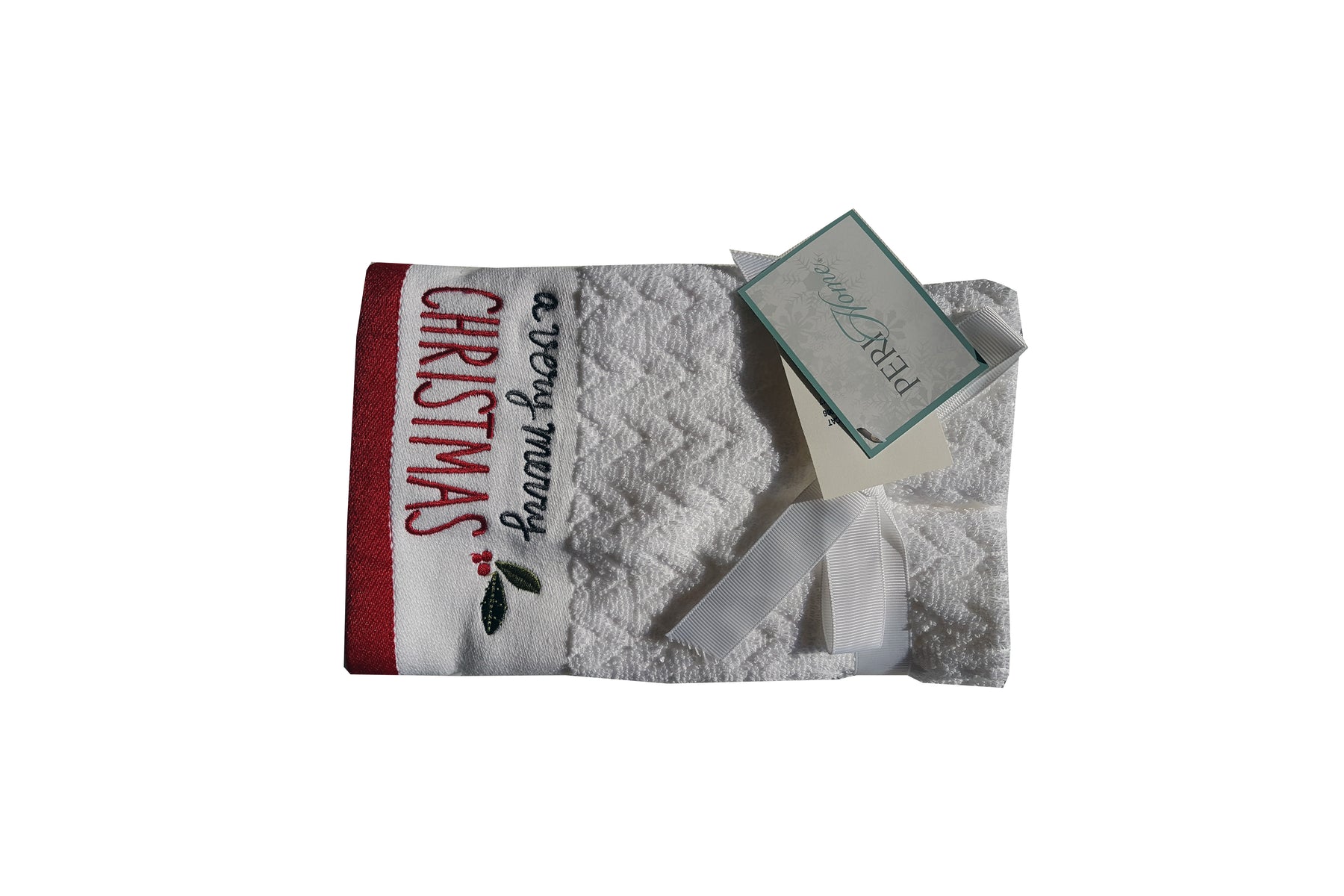 Peri Home Holiday Embroidered Christmas Hand Towels Set of 2