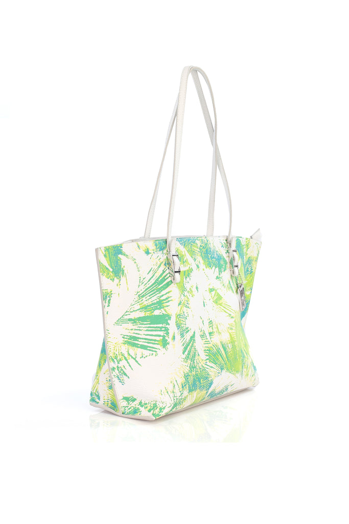 Calvin Klein Womens Hailey Palm Print Shopper Tote Bag Spring Leaf