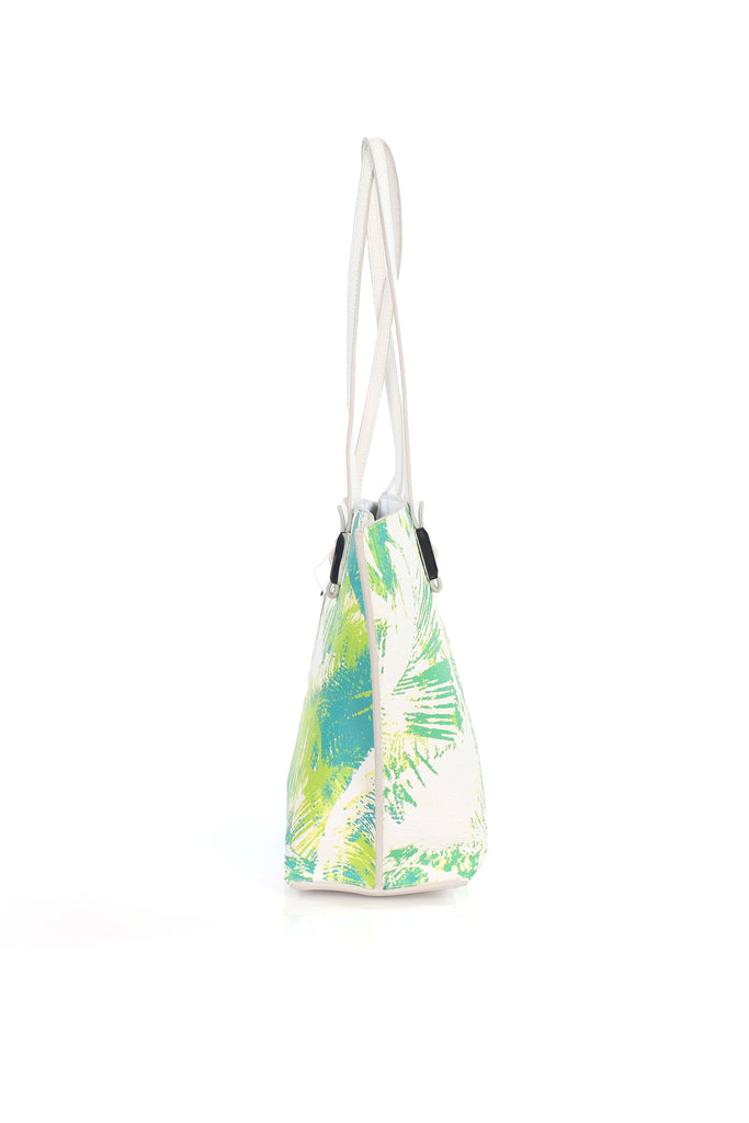 Calvin Klein Womens Hailey Palm Print Shopper Tote Bag Spring Leaf
