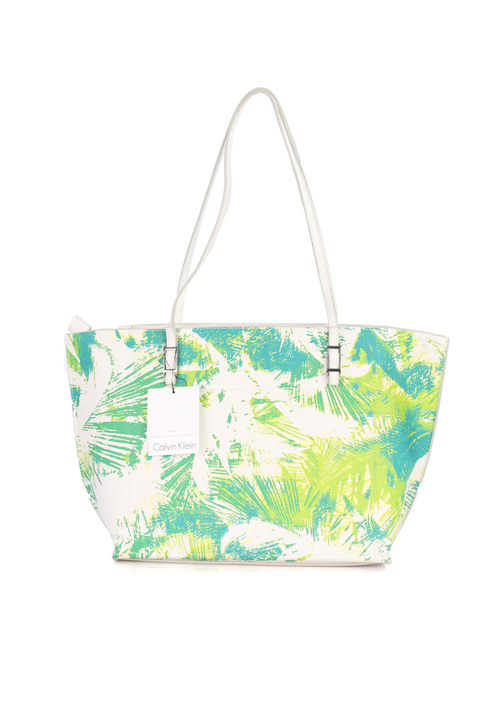 Calvin Klein Womens Hailey Palm Print Shopper Tote Bag Spring Leaf –  PickyShopping