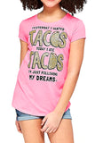 Justice Glitter Taco Graphic tee
