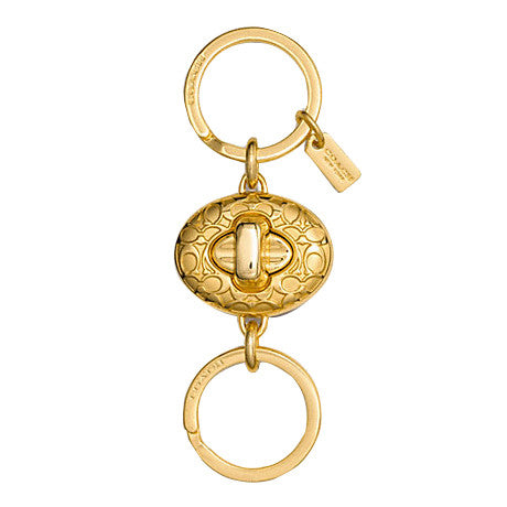 SIGNATURE C TURNLOCK VALET KEY RING (COACH F65501) GOLD