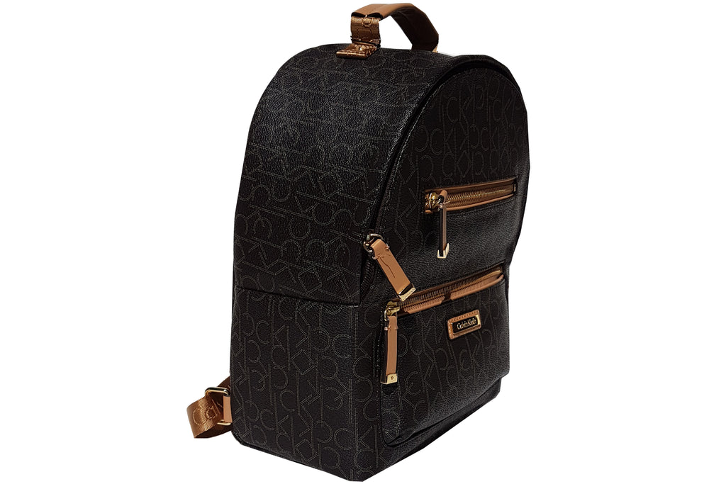 Calvin Klein Women's Monogram Signature Backpack Khaki Brown