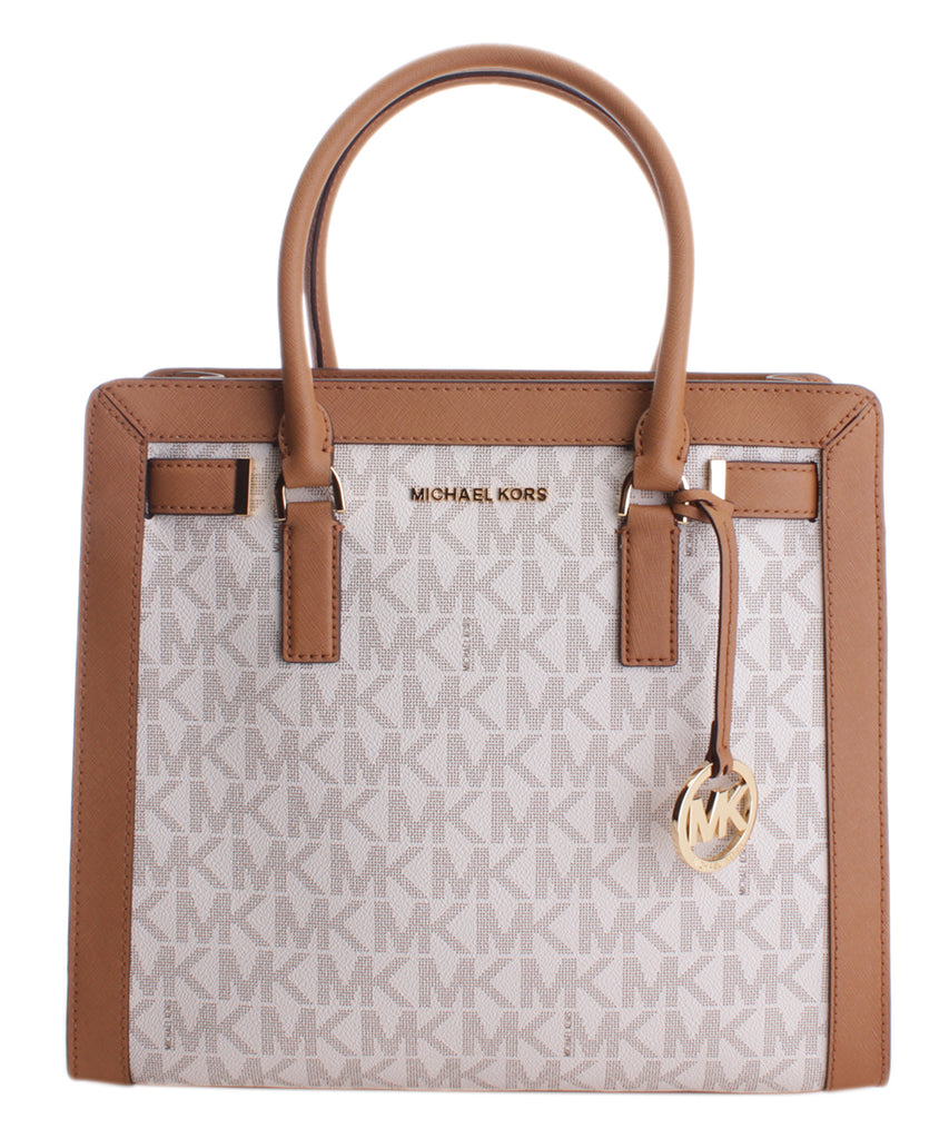 Michael Kors Vanilla & Acorn Signature Dillon Satchel